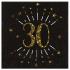 10 Serviettes anniversaire 30 ans noir et or métallisé