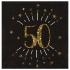 10 Serviettes anniversaire 50 ans noir et or métallisé