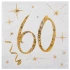 20 Serviettes anniversaire 60 ans métallisées or