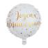 Ballon 35 cm blanc et or Joyeux Anniversaire