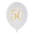 Ballon Anniversaire 50 ans blanc et or métallisé x 8