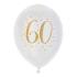 Ballon Anniversaire 60 ans blanc et or métallisé x 8