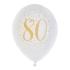 Ballon Anniversaire 80 ans blanc et or métallisé x 8