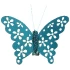 Pince papillon métallisée turquoise x4