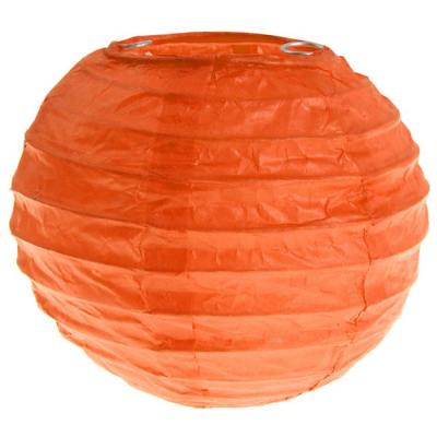 2 Lampions boules chinoises en papier coloris orange de 20 cm pour la décoration de votre salle de fêtes