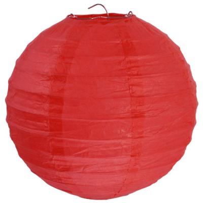 2 Lampions boules chinoises en papier coloris rouge de 30 cm pour la décoration de votre salle de fêtes