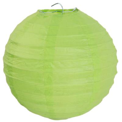 2 Lampions boules chinoises en papier coloris  vert anis de 30 cm pour la décoration de votre salle de fêtes