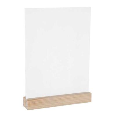 Ardoise en bois peint blanc de 10 cm x 14 cm sur un support en bois naturel