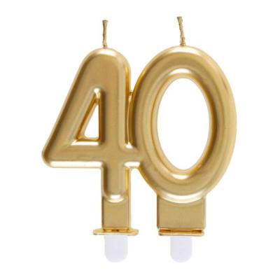 Une bougie d'anniversaire 40 ans coloris  Or formant le chiffre 40 à piquer sur le gâteau.