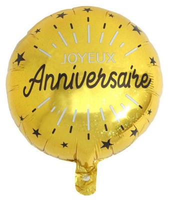 Ballon joyeux anniversaire 35 cm noir et or métallisé