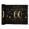 5 Mètres chemin de table anniversaire 60 ans en intissé, fond noir, impression du chiffre 60 et d'étoiles coloris or métallisé.